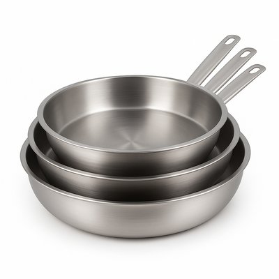 Set de 3 poêles en inox, PROFESSIONNEL MENASTYL