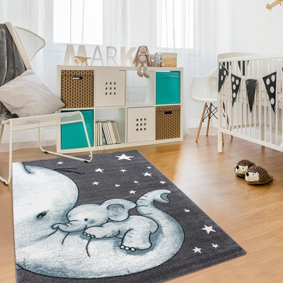 Tapis enfant tissé motif animaux ELEPHANT UN AMOUR DE TAPIS