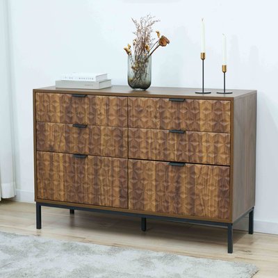 Commode à 6 tiroirs en MDF décor mélaminé 112 cm, DAVE OVIALA