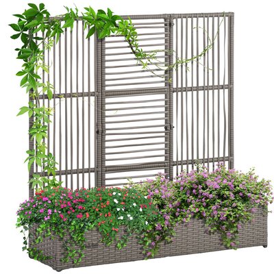 Jardinière avec treillis haut dim. 103L x 29l x 103H cm résine OUTSUNNY