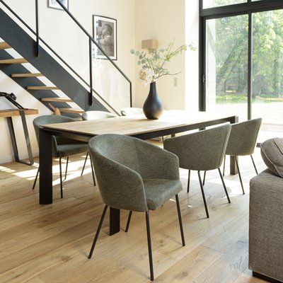 Fauteuil de table contemporain tissu vert olive (lot de 2) TIM PIER IMPORT