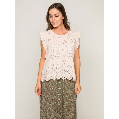 Top Col Rond Broderies Anglaises Foue DONA LISA