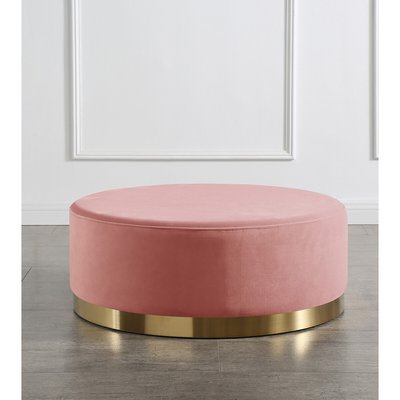 Large Round Velvet Stool with Metal Base SO'HOME