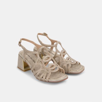 Sandales à talons avec des lanières de strass entrelacées et fermeture à boucle ALMA EN PENA