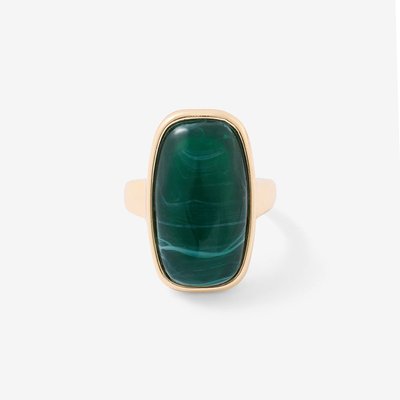Bague avec pierre en résine verte rectangulaire BALABOOSTE