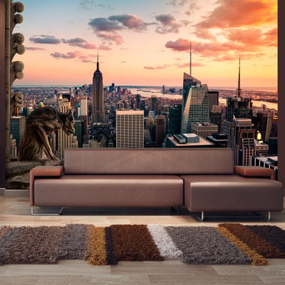 Papier peint intissé panoramique Ville et Architecture New York: The skyscrapers and sunset EDEN