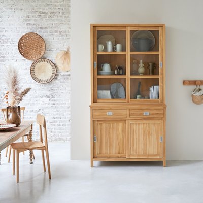 Vaisselier en teck massif 120 cm COFFEE TEK TIKAMOON