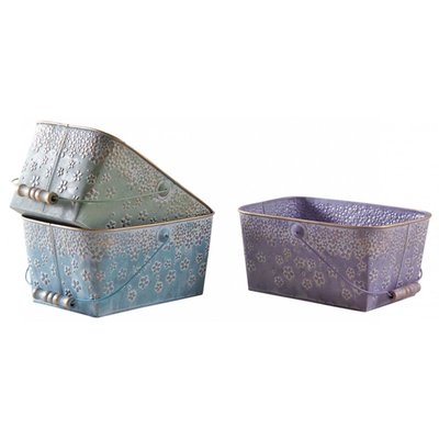 Panier en métal motif fleurs 25 cm Lot de 3 AUBRY GASPARD