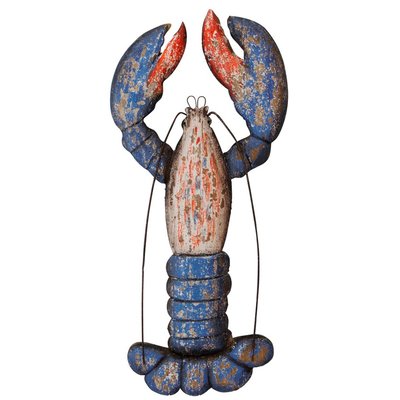 Décoration murale bord de mer bois multicolore Homard 50x23x3cm WADIGA
