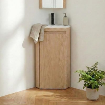 Ensemble lave-mains d'angle sur pieds avec robinet noir SORRENTO MOB IN