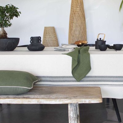 Nappe Rustique Chic Coton Lavé  Carré Prunelle SUD ETOFFE