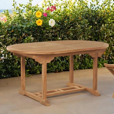 Table de jardin ovale en teck massif avec rallonge 160 (210) Nina WANDA COLLECTION
