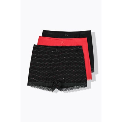 Lot de 3 shorties, cœurs/couleurs unies ULLA POPKEN