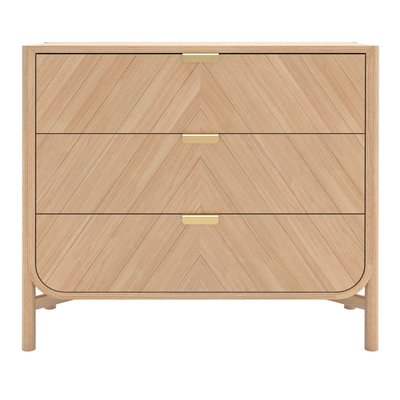 Commode en chêne à 3 tiroirs, poignées en laiton, MARIUS HARTO