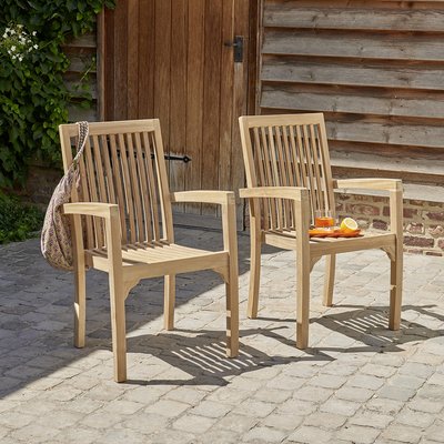 Fauteuil de jardin en teck massif empilable (lot de 2)  MALTE BERAH GETAH