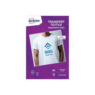 Papier créatif 15 Transferts T-shirt blancs/clairs A4 AVERY