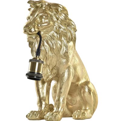 Lampe en résine lion, effet doré RECOLLECTION