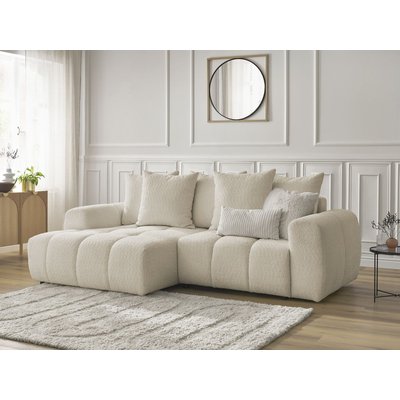 Canapé d'angle convertible 3 places en tissu bouclette, ROXELANE BOBOCHIC