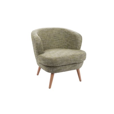 Fauteuil rétro en tissu chiné et piétement en bois - DAGOBERT AMADEUS