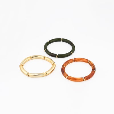 Set x3 bracelets tubes vert, marron et doré BALABOOSTE