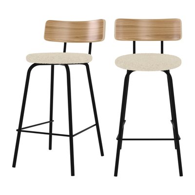 Lot de 2 chaises pour îlot central 64 cm en tissu bouclé - ALIZE RENDEZ-VOUS DÉCO