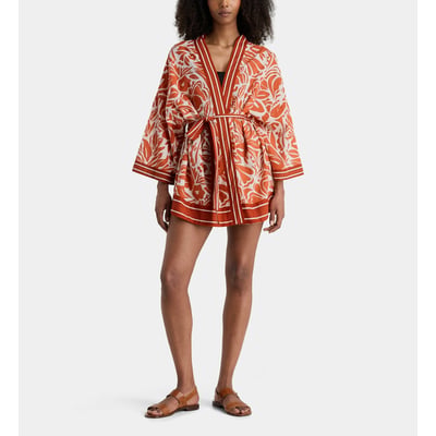 Kimono de plage orphee k motif floral en coton bio GALERIES LAFAYETTE