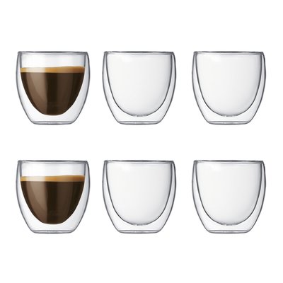 Set of 6 Pavina 8cl Double-Walled Glasses BODUM