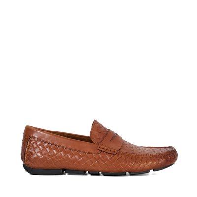 Mocassins de conduite en cuir tressé estampé - BRADLAY WOVEN DUNE LONDON