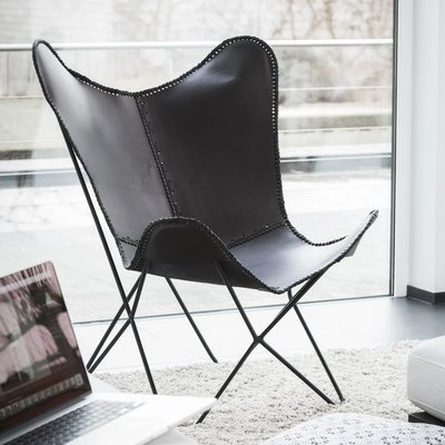 Fauteuil papillon en métal et cuir - ALTO HELLIN, DEPUIS 1862