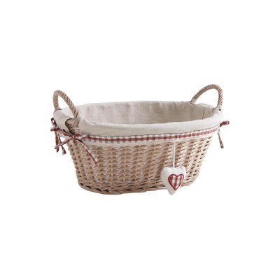 Corbeille à linge ovale en osier blanchi avec coeur AUBRY GASPARD