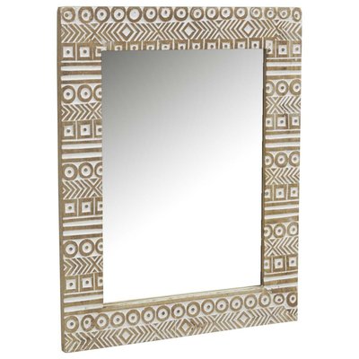 Miroir Aztèque en manguier sculpté et blanchi AUBRY GASPARD
