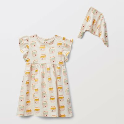 Robe avec fichu imprimés en coton BIO GOTS BOUT'CHOU