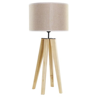 Lampe à poser trépied bois et abat-jour beige 30x30x69cm WADIGA