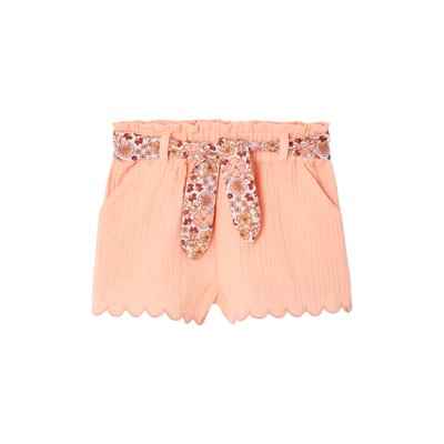 Short en gaze de coton avec ceinture fleurie VERTBAUDET