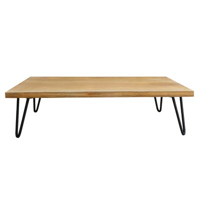Table basse rectangulaire bois manguier massif et métal noir L117 cm VIBES MILIBOO