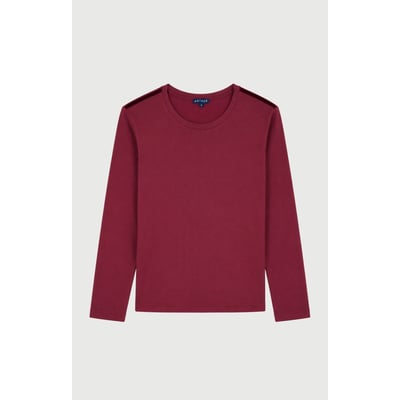 Tee-shirt manches longues en jersey de coton et modal couleur unie Burgundy ARTHUR