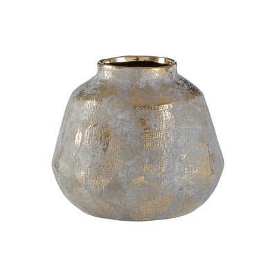 Small Grey Ceramic Gold Finish Vase SO'HOME