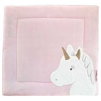 Tapis de chambre 100x100 cm Tapidou Licorne - Rose/Or DOUDOU ET COMPAGNIE