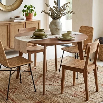 Table à manger ronde en bois D105 noyer 4 places - LETA HELLIN, DEPUIS 1862