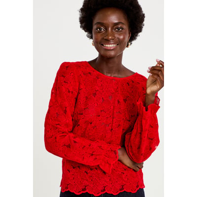 Blouse droite col v en dentelle CACHE CACHE