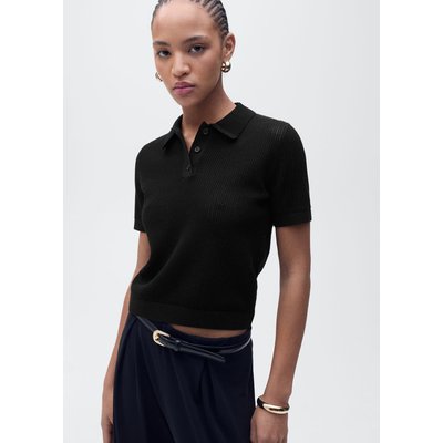 Pull-over maille ajourée col polo MANGO
