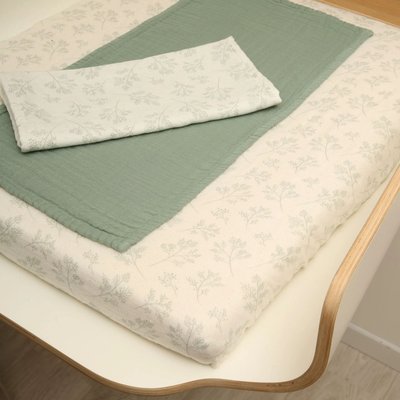 Kit Housse de matelas à langer Noga + lot de 2 langes CHARLIE CRANE