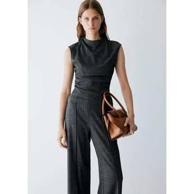 Pantalon droit à carreaux MANGO