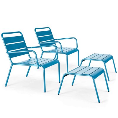 Lot de 2 fauteuils bas relax avec repose-pieds, PALAVAS OVIALA