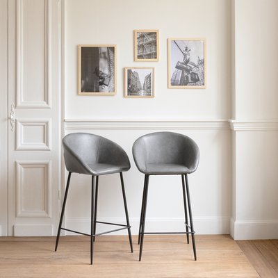 Tabourets de bar en simili, lot de 2, Achille, ACHILLE HAPPY GARDEN