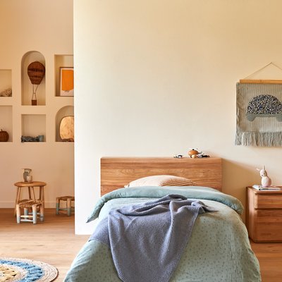 Tête de lit enfant avec rangements en teck massif 120 cm BERTIE TIKAMOON