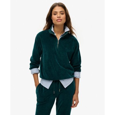 Sweat en velours à col zippé SUPERDRY
