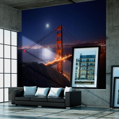 Papier peint intissé panoramique Ville et Architecture Golden Gate Bridge de nuit EDEN