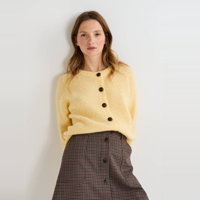 Cardigan col rond boutonné uni contenant de l alpaga MONOPRIX