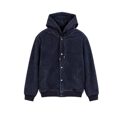 Blouson cuir velours capuche amovible IKKS